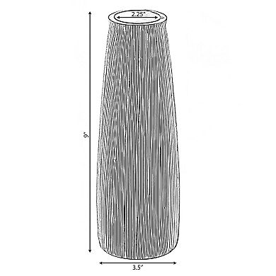 Decorative Modern Round Table Centerpiece Flower Vase with Gray Striped Design