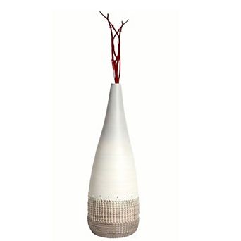 Spun Bamboo and Coiled Seagrass Patterned Vase