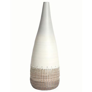 Spun Bamboo and Coiled Seagrass Patterned Vase