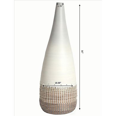 Spun Bamboo and Coiled Seagrass Patterned Vase