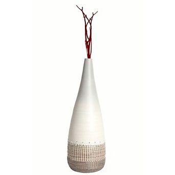 Spun Bamboo and Coiled Seagrass Patterned Vase