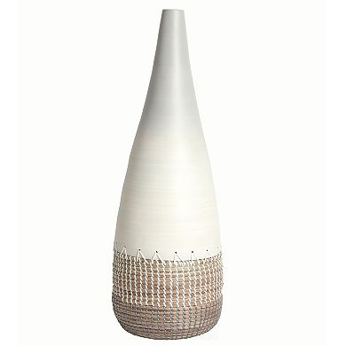 Spun Bamboo and Coiled Seagrass Patterned Vase