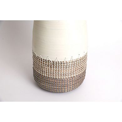 Spun Bamboo and Coiled Seagrass Patterned Vase