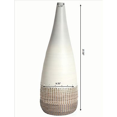 Spun Bamboo and Coiled Seagrass Patterned Vase