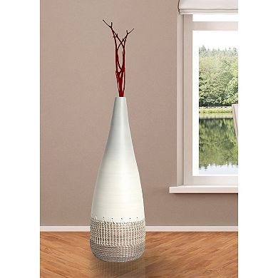 Spun Bamboo and Coiled Seagrass Patterned Vase