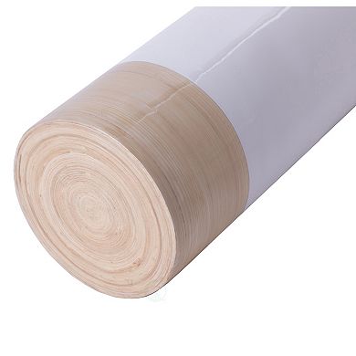 Cylinder Shaped Tall Spun Bamboo Floor Vase with a Glossy Lacquer and Natural Bamboo Finish
