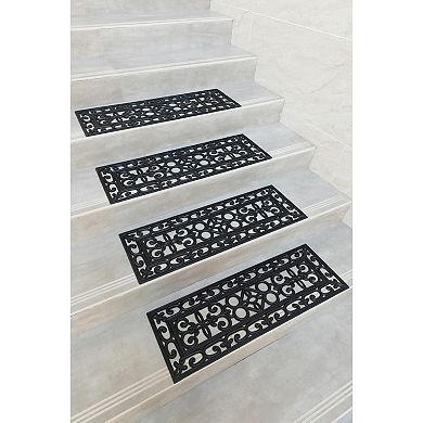 Decorative Scrollwork Design Rubber Stairs Anti-Slip Tread Mat Carpet