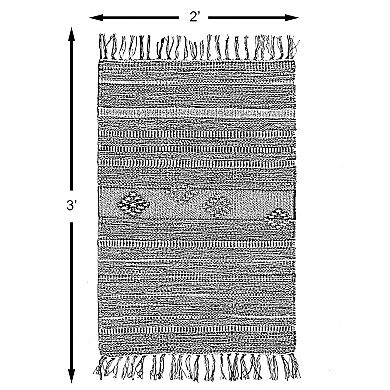 Handwoven Boho Multi Striped Wool Flatweave Kilim Area Rug