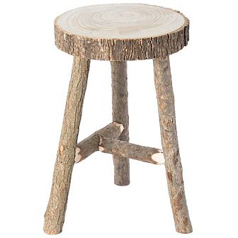 Decorative Antique Log Cabin Wooden Accent Stool Side Table