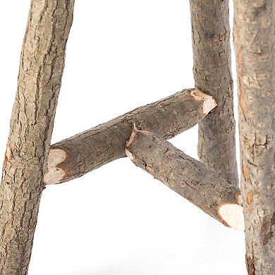 Decorative Antique Log Cabin Wooden Accent Stool Side Table