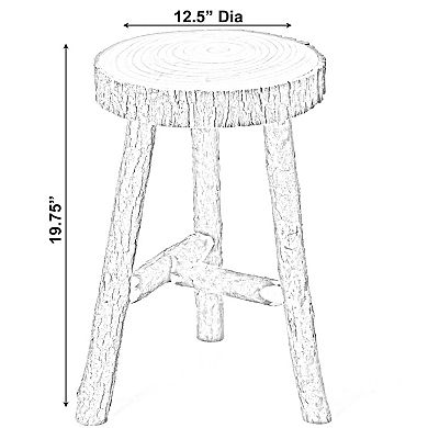 Decorative Antique Log Cabin Wooden Accent Stool Side Table