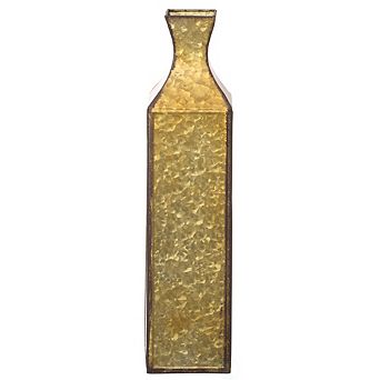 Decorative Antique Style Metal Bottle Shape Gold Floor Vase for Entryway, Living Room or Dining Room