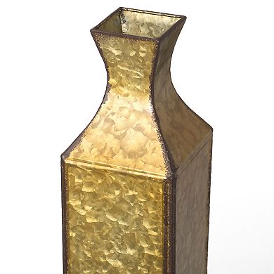 Decorative Antique Style Metal Bottle Shape Gold Floor Vase for Entryway, Living Room or Dining Room