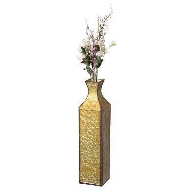Decorative Antique Style Metal Bottle Shape Gold Floor Vase for Entryway, Living Room or Dining Room