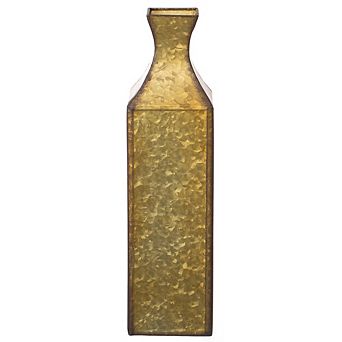 Decorative Antique Style Metal Bottle Shape Gold Floor Vase for Entryway, Living Room or Dining Room