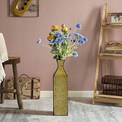 Decorative Antique Style Metal Bottle Shape Gold Floor Vase for Entryway, Living Room or Dining Room
