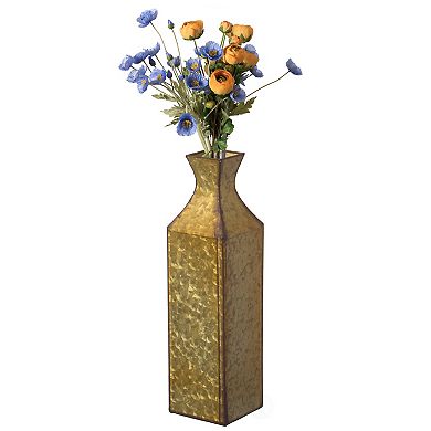 Decorative Antique Style Metal Bottle Shape Gold Floor Vase for Entryway, Living Room or Dining Room