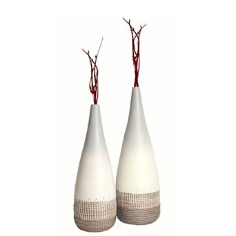 Spun Bamboo and Coiled Seagrass Patterned Vase