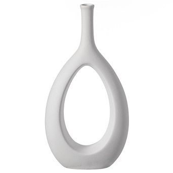 Contemporary White Ceramic Unique Shaped Flower Table Vase Centerpiece