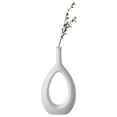 Contemporary White Ceramic Unique Shaped Flower Table Vase Centerpiece