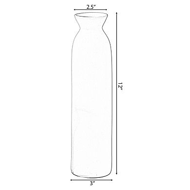 Contemporary White Cylinder-Shaped Ceramic Table Flower Vase Holder