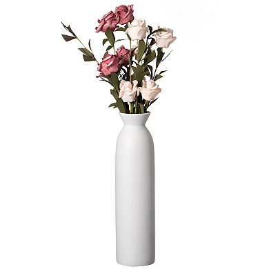 Contemporary White Cylinder-Shaped Ceramic Table Flower Vase Holder