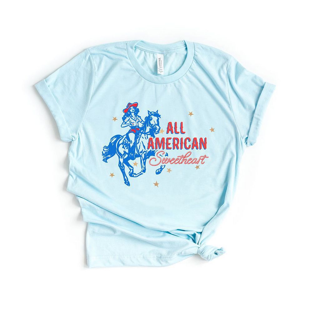 Tee All American Sweetheart Cream Patch Hthr Navy Crew
