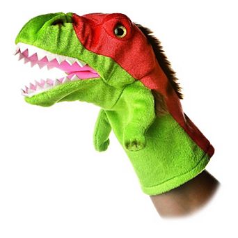 Aurora Medium Green Hand Puppet 10" Velociraptor Interactive Stuffed Animal