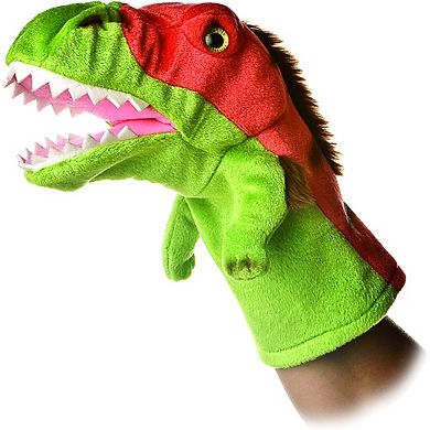 Aurora Medium Green Hand Puppet 10" Velociraptor Interactive Stuffed Animal