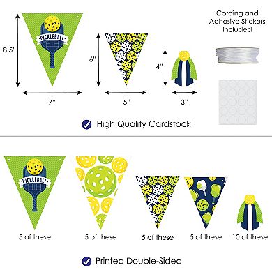 Big Dot Of Happiness Let's Rally Pickleball Diy Birthday Or Retirement Triangle Banner 30 Pc