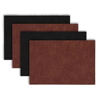 Dainty Home Florence Vegan Leather Reversible Rectangular Placemat Set Of 4