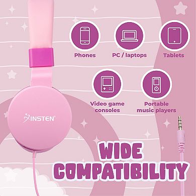 Kids Headphones 85db Safe Volume Limited On-ear Wired 3.5mm Earphones With Mic