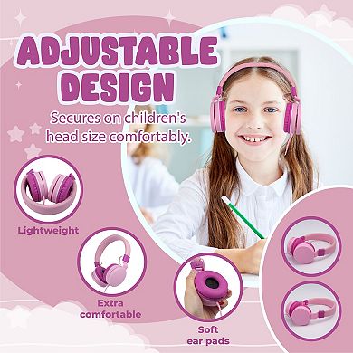 Kids Headphones 85db Safe Volume Limited On-ear Wired 3.5mm Earphones With Mic