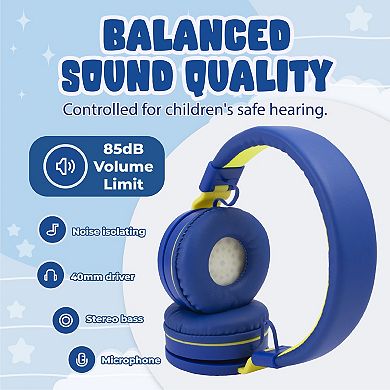 Kids Headphones 85db Safe Volume Limited On-ear Wired 3.5mm Earphones With Mic
