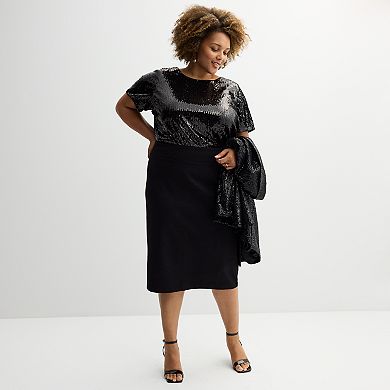 Plus Size Nine West Ponte Pencil Skirt