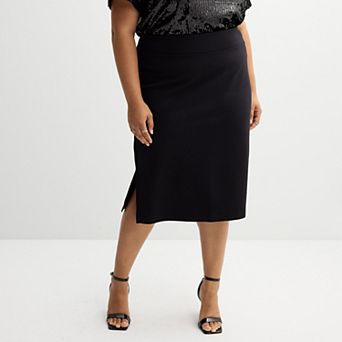 Plus Size Nine West Ponte Pencil Skirt