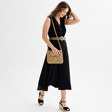 Women's Ellen Tracy Belted Linen Midi Dress