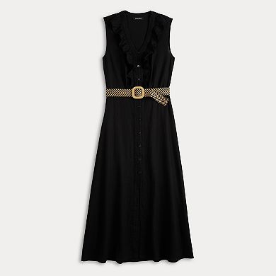 Women's Ellen Tracy Belted Linen Midi Dress