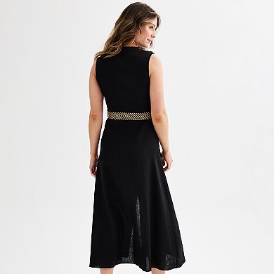 Women's Ellen Tracy Belted Linen Midi Dress