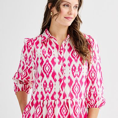 Women's Ellen Tracy Shirt Dress with Flounce Hem