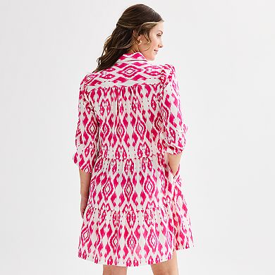 Women's Ellen Tracy Shirt Dress with Flounce Hem