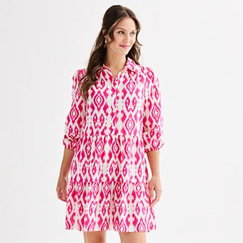 Women's Ellen Tracy Shirt Dress with Flounce Hem