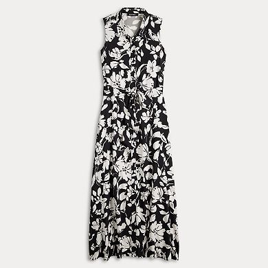 Women's Ellen Tracy Sleeveless Shirt Dress with Self Tie Sash