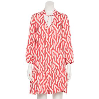 Women's Ellen Tracy V-Neck Long Sleeve Tiered Mini Dress