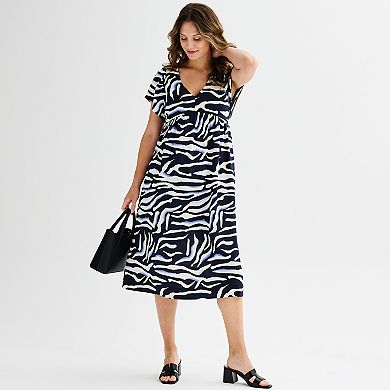 Women's Ellen Tracy V-Neck Flutter Sleeve Maxi Dress