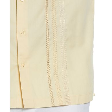 Men's Cubavera Ombre Embroidery Panel Short Sleeve Button-Down Shirt