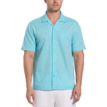 Men's Cubavera Linen Blend Diamond Dobby Print Short Sleeve Button-Down Shirt