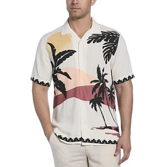 Men's Cubavera Sunset Print Short Sleeve Button-Down Shirt