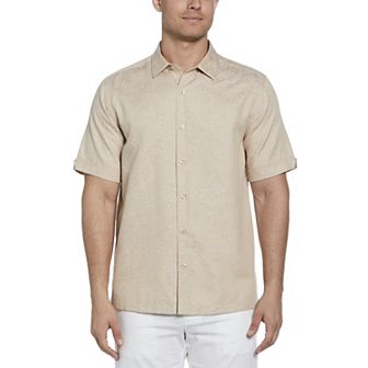 Men's Cubavera Jacquard Abstract Floral Paisley Print Short Sleeve Button-Down Shirt
