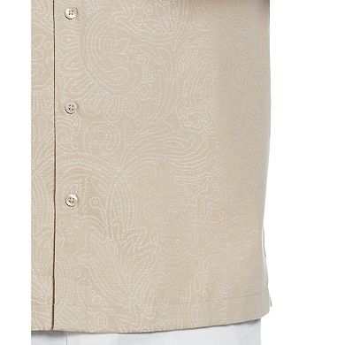 Men's Cubavera Jacquard Abstract Floral Paisley Print Short Sleeve Button-Down Shirt